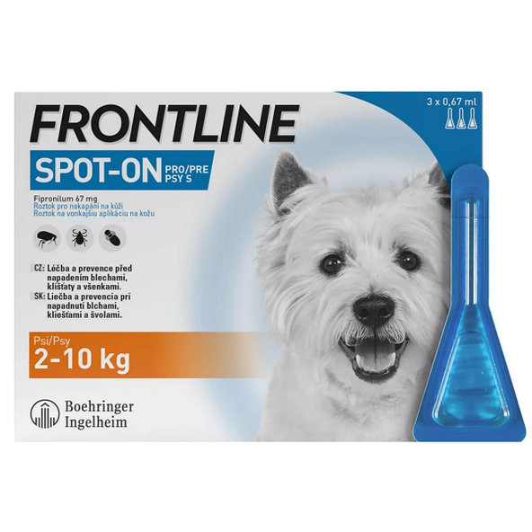Frontline spot-on dog S pipety proti blchám a kliešťom pre psy 3 x 0,67ml