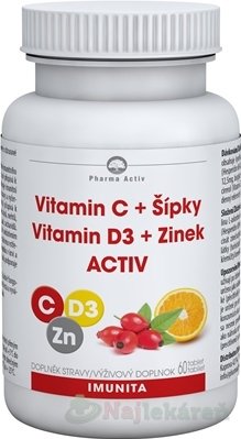 E-shop Pharma Activ Vitamín C+Šípky Vit.D3+Zinok ACTIV 60 tabliet