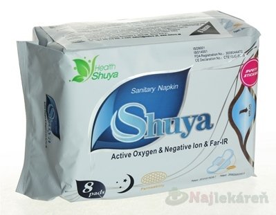 E-shop Shuya Ultratenké hygienické vložky Nočné s krídelkami, Active Oxygen&Negative lon&Far-IR, 8ks