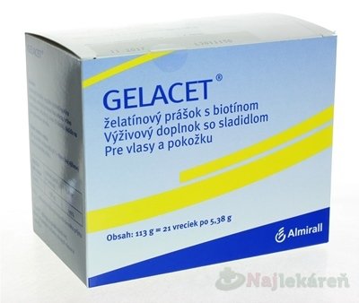 E-shop GELACET želatínový prášok s biotínom, 21ks