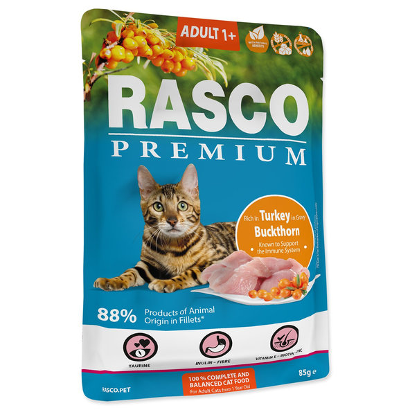 Rasco Premium Adult kapsička pre mačky morka s rakytníkom 28 x 85 g