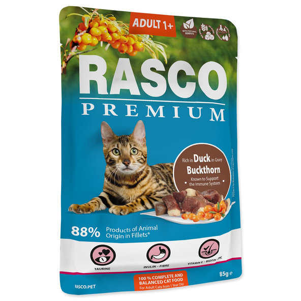 Rasco Premium Adult kapsička pre mačky kačka s rakytníkom 28 x 85 g