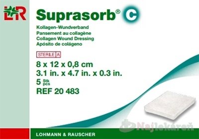 E-shop SUPRASORB C KRYTIE NA RANY kolagénové, s obsahom bovinného kolagénu (8x12x0,8cm) 5ks