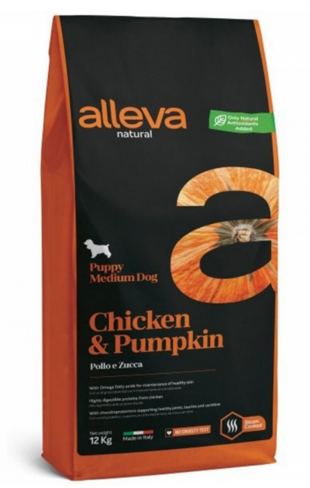 E-shop Alleva NATURAL dog puppy medium chicken & pumpkin 12kg