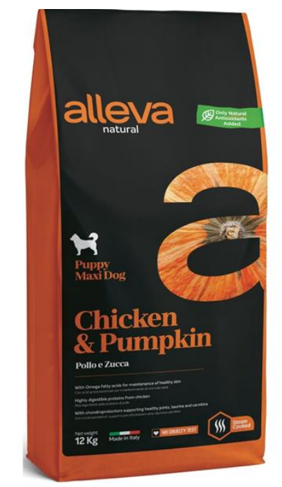 E-shop Alleva NATURAL dog puppy maxi chicken & pumpkin 12kg