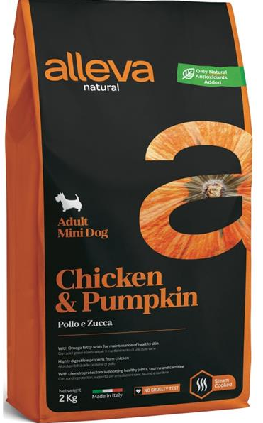 E-shop Alleva NATURAL dog adult mini chicken & pumpkin 2kg