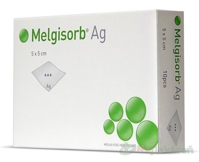 E-shop Melgisorb Ag 5x5 cm antimikrobiálny alginátový obväz 10 ks