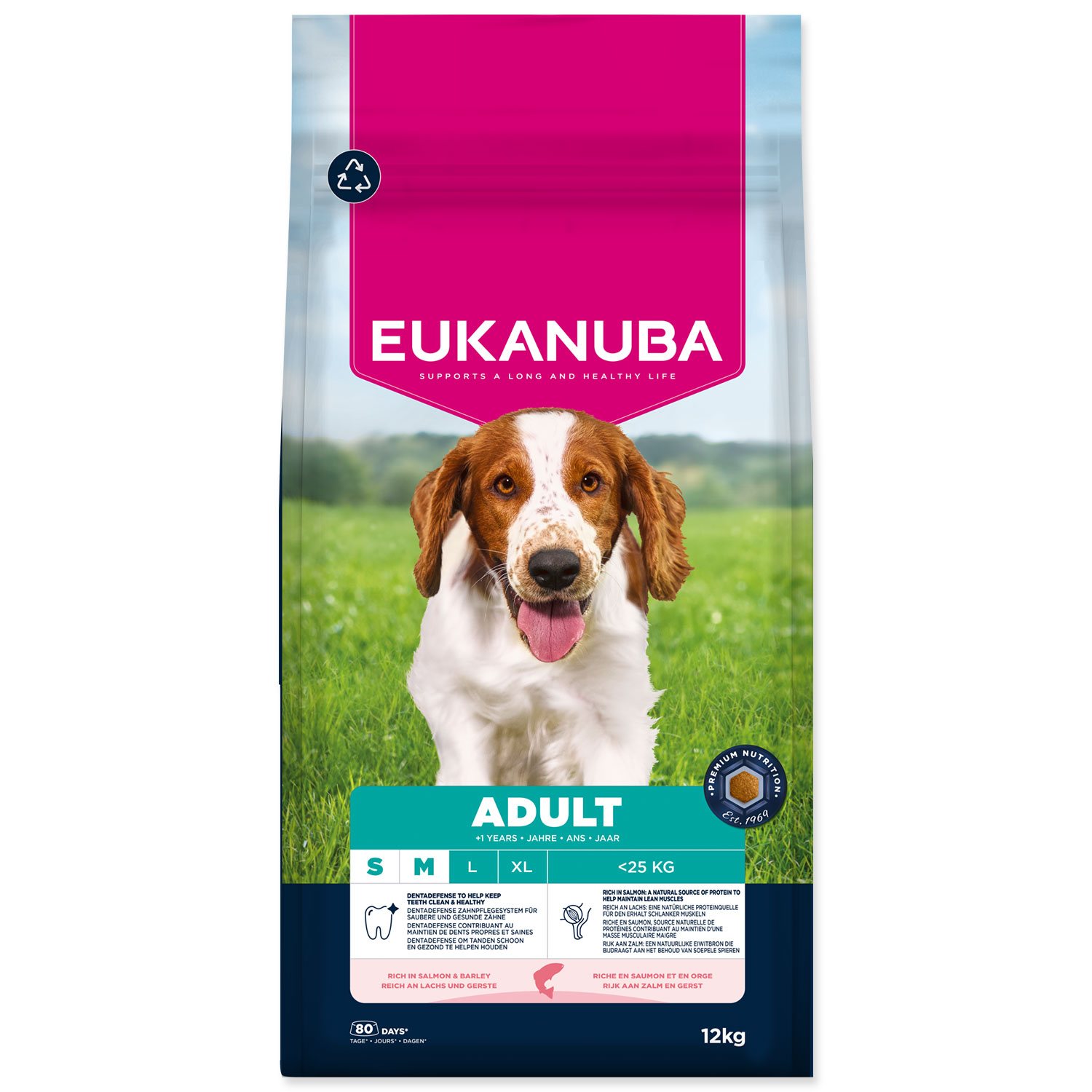 EUKANUBA Adult Small & Medium krmivo pre psy losos a jačmeň 12 kg