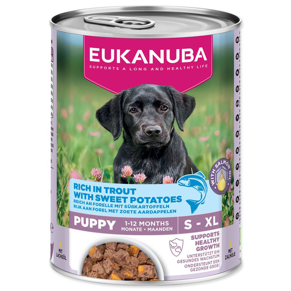 Konzerva EUKANUBA Puppy bohatá na pstruha s batátmi 400 g