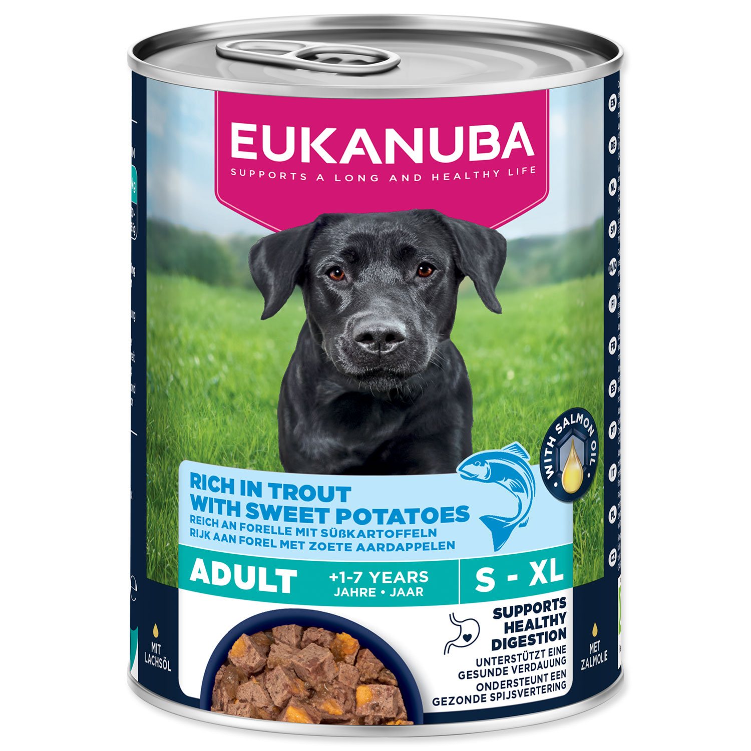 Konzerva EUKANUBA Adult bohatá na pstruha s batátmi 400 g