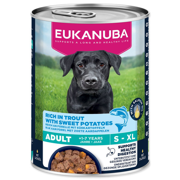 Konzerva EUKANUBA Adult bohatá na pstruha s batátmi 400 g