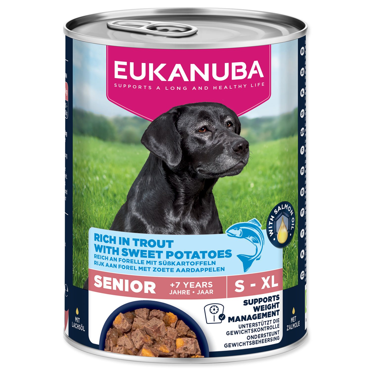 Konzerva EUKANUBA Senior bohatá na pstruha s batátmi 400 g