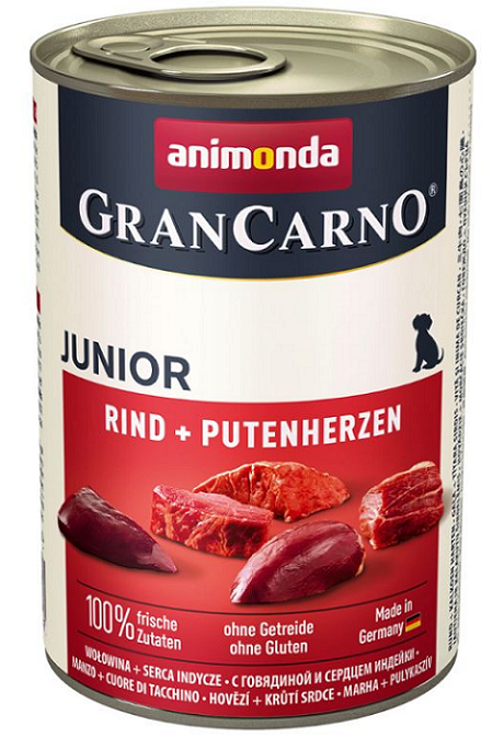 E-shop Animonda GRANCARNO® dog junior hovädzie a morčacie srdiečka 6 x 400g konzerva