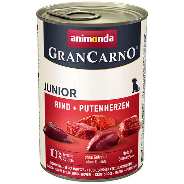 Animonda GRANCARNO® dog junior hovädzie a morčacie srdiečka 6 x 400g konzerva