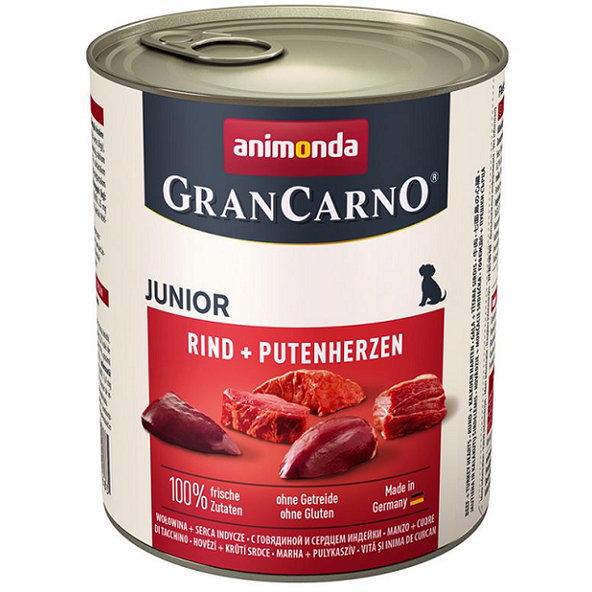 Animonda GRANCARNO® dog junior hovädzie a morčacie srdiečka 6 x 800g konzerva