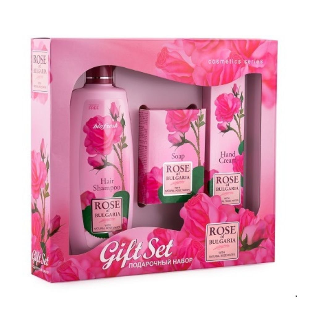 E-shop Darčekový set - šampón, mydlo a krém na ruky z ružovej vody Rose of Bulgaria