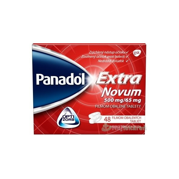 Panadol Extra Novum 500 mg/65 mg proti bolesti a horúčke 48 tbl