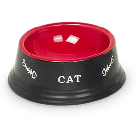 "Cat" keramická miska 140ml Ø14cm čierna/červená