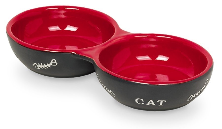 E-shop "Cat" dvojmiska 2x130ml čierna/červená