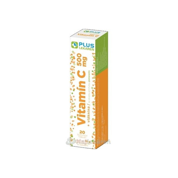 Plus Lekáreň Vitamín C 500mg + vláknina tbl eff s príchuťou pomaranča 20 ks