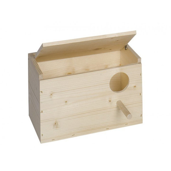 Drevená búdka pre malé exotické vtáctvo 24x14,5x14,5cm