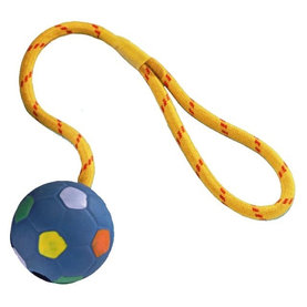Gumená lopta s lanom farebná