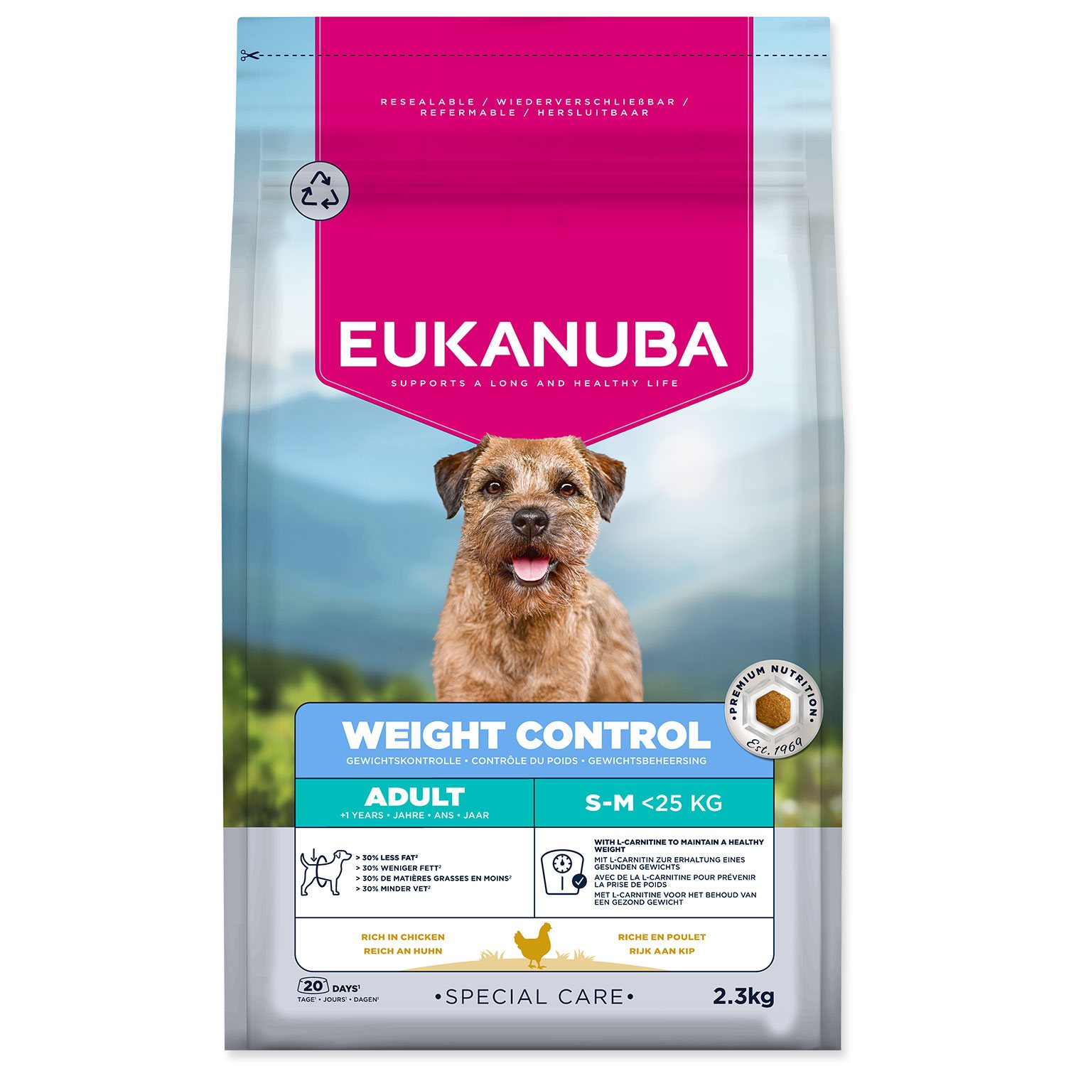 EUKANUBA Special Care Adult Small & Medium Weight Control krmivo pre psy 2,3 kg