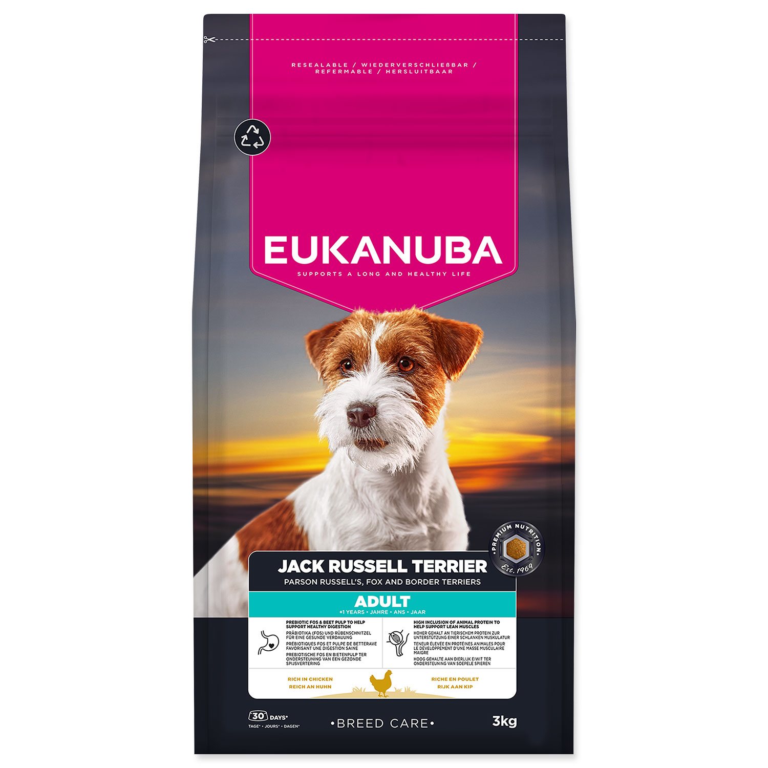 EUKANUBA Breed Care Adult Jack Russell Terrier krmivo pre psy kura 3 kg