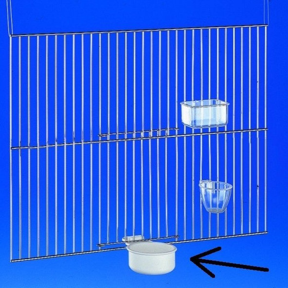 Miska na vaječné krmivo pre malé papagáje biela