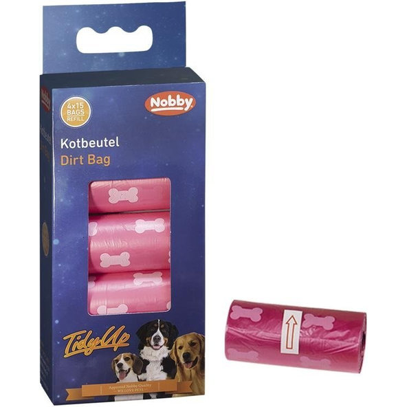 Sáčky na trus TidyUp 4x15 fuchsia/vzor