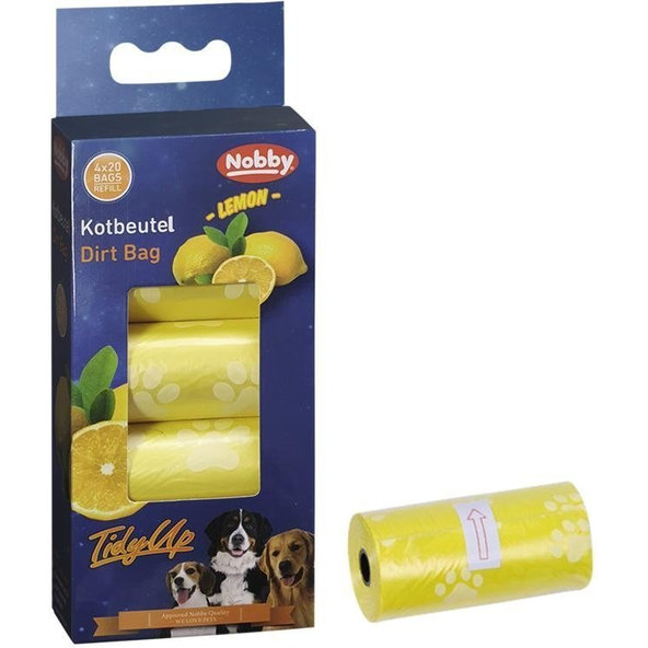 Mikroténové vrecká na psie výkaly TidyUp Lemon 4x15ks labky, žlté