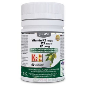 JutaVit Vitamín K2 120 µg, D3 2000 IU, K1 700 µg, 60 cps