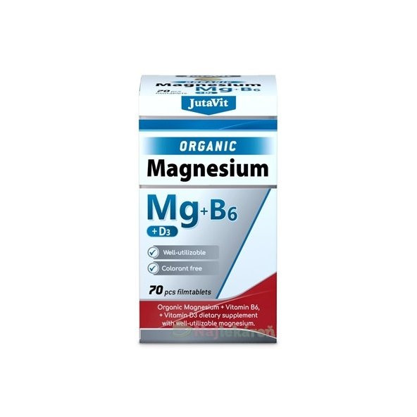 JutaVit Organický horčík + B6 + D3, 70 tbl