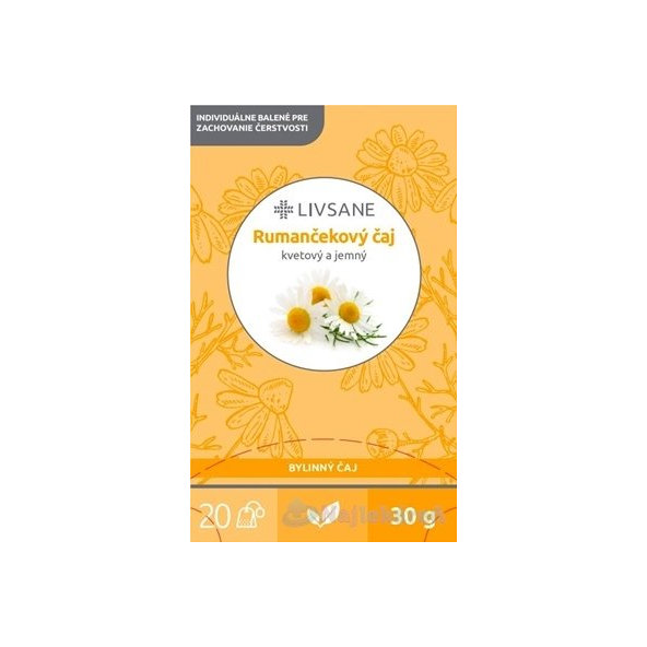 LIVSANE Rumančekový čaj bylinný, individuálne balené vrecká 20x1,5 g