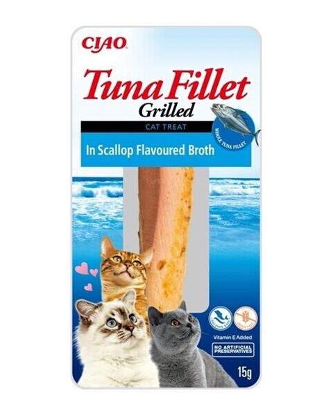 E-shop Maškrta Inaba Churu Grilled cat Tuniak vo vývare z hrebenatky 12ks 180g