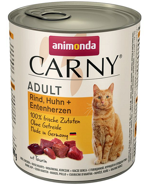 E-shop Animonda CARNY® cat Adult hovädzie, kura a kačacie srdiečka konzervy pre mačky 6x800g