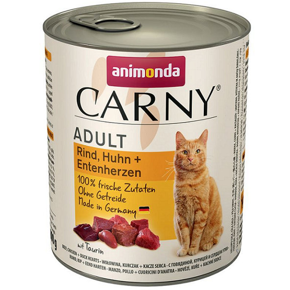Animonda CARNY® cat Adult hovädzie, kura a kačacie srdiečka konzervy pre mačky 6x800g