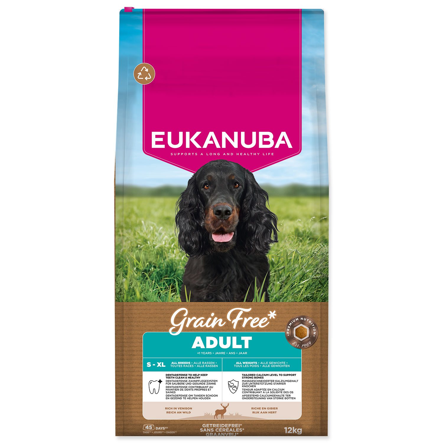 EUKANUBA Grain Free Adult All Breeds krmivo pre psy s jelením mäsom 12 kg