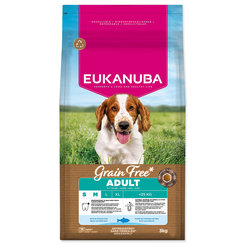 Krmivo EUKANUBA Grain Free Adult Small & Medium rich in ocean fish 3 kg