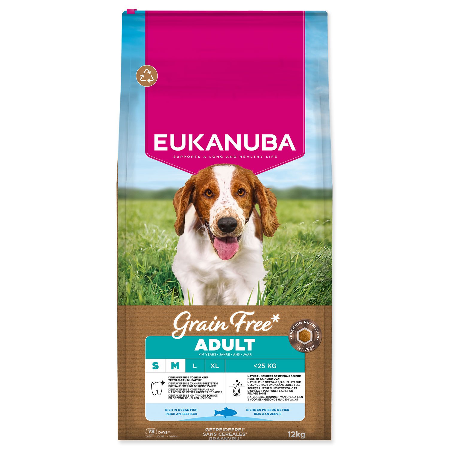 EUKANUBA Grain Free Adult Small & Medium krmivo pre psy morská ryba 12 kg