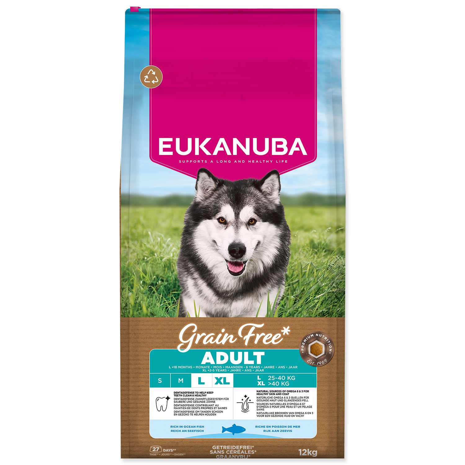 EUKANUBA Grain Free Adult Large krmivo pre psy morská ryba 12 kg