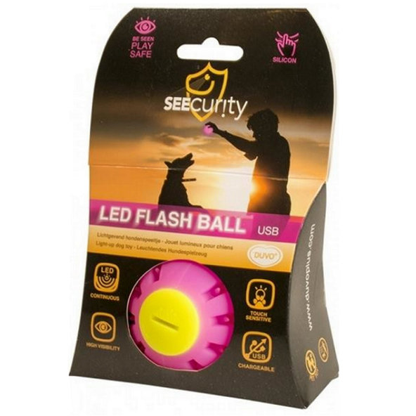 Hračka DUVO+ Lopta led silikónová, svietiaca, ružová 10 cm