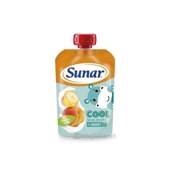 Sunar COOL Banán, Marhuľa + JOGURT ovocno-zeleninový príkrm (od ukonč. 12. mesiaca) 110 g