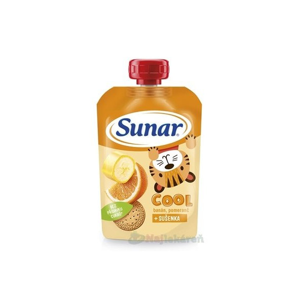 Sunar COOL Pomaranč, Banán + SUŠIENKA ovocno-obilný príkrm (od ukonč. 12. mesiaca) 110 g
