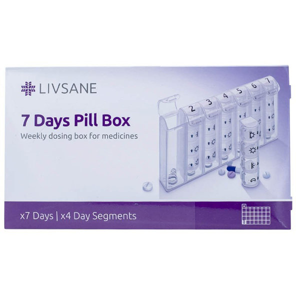 LIVSANE Týždenný dávkovač liekov 7 dňový a 4 dielny