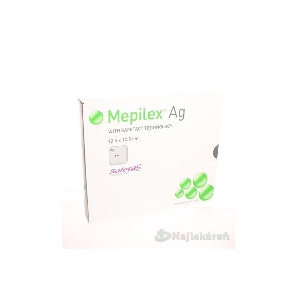 Mepilex Ag mäkký silikónový bakteriostatický obväz na rany (12,5x12,5cm) 5ks