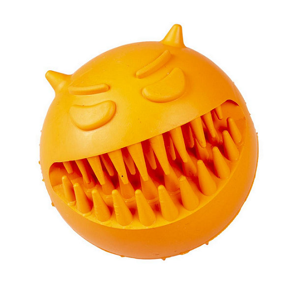 Hračka DUVO+ gumená, motív nahnevaná tvár, oranžová 7x7x7cm