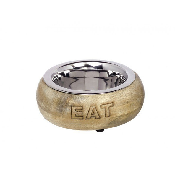 Nerezová miska v drevenom puzdre pre psy a mačky "EAT" S 370ml