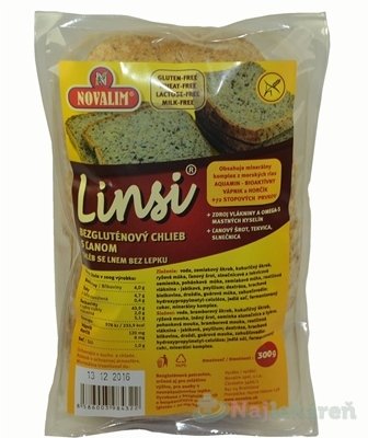 E-shop LINSI - bezglutenový chlieb s ľanom, 300g