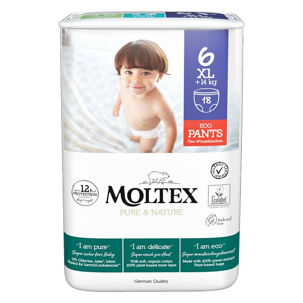 E-shop MOLTEX Pure&Nature Nohavičky plienkové jednorazové 6 XL (14 kg+) 18 ks